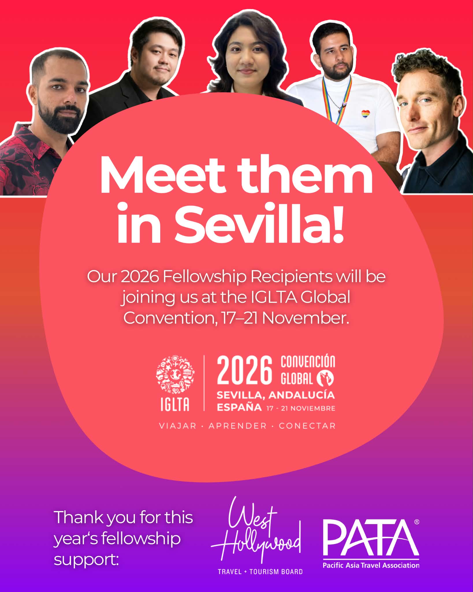 IGLTA 2026 Fellowship recipients attending the Global Convention in Seville